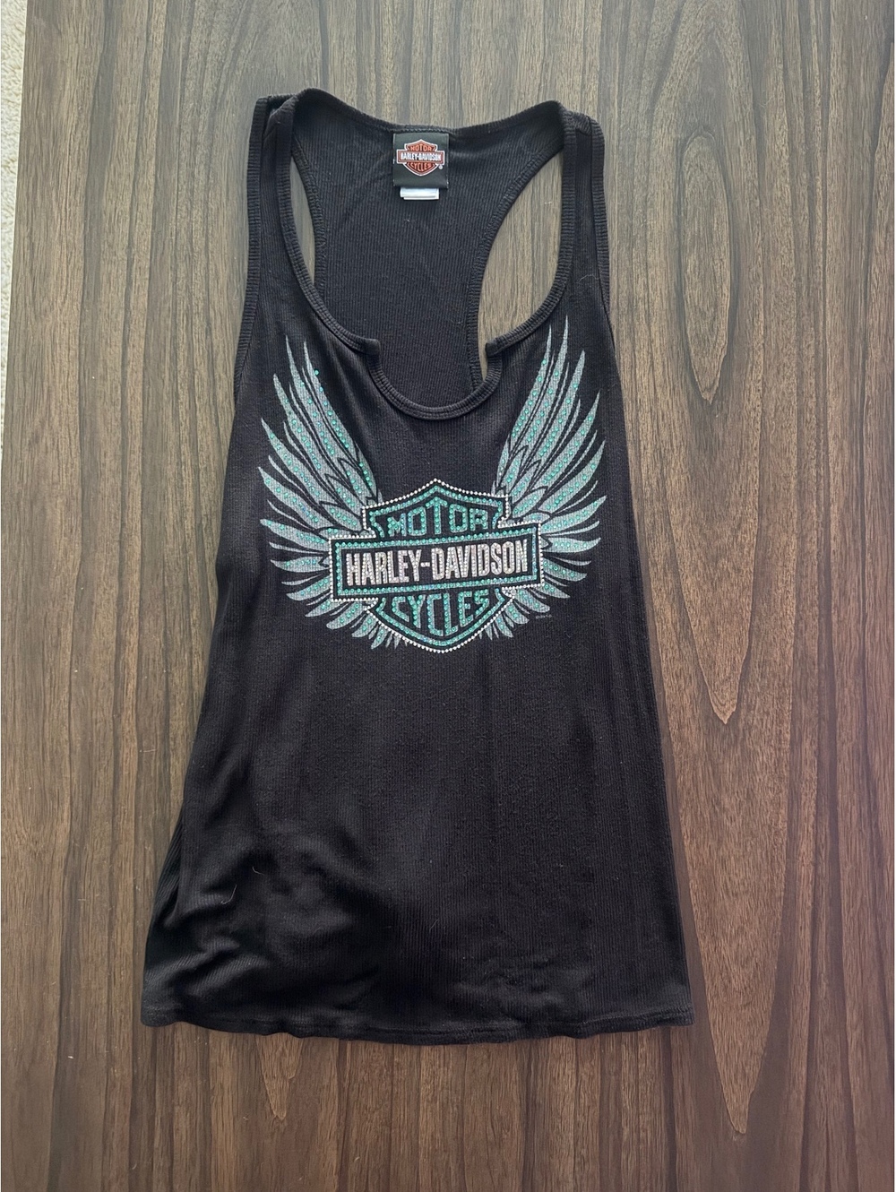 Harley Davidson XL rubbed rhinestone racer back tank top
